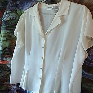 Feminine Short Sleeved Cream Blouse